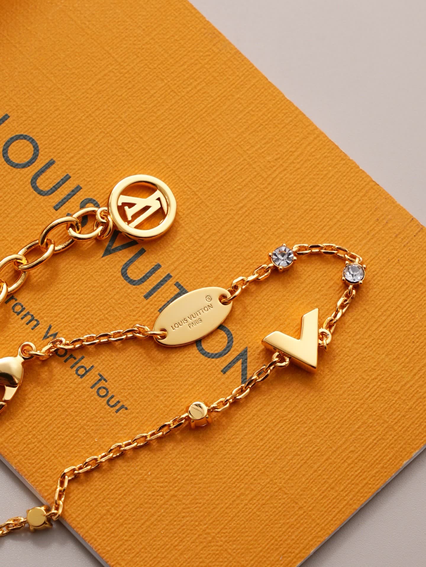 Louis Vuitton Gold Tone Crystal Bracelet